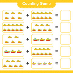 Count and match, count the number of Submarine and match with the right numbers. Educational children game, printable worksheet, vector illustration