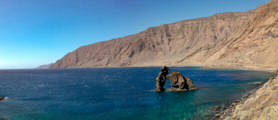 Panoramic view of Roque de Bonanza in El Hierro island, Canary Islands. - obrazy, fototapety, plakaty