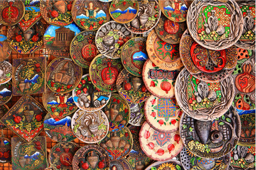 Ceramic souvenir plates for sale in Yerevan, Armenia