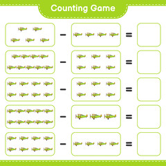 Count and match, count the number of Plane and match with the right numbers. Educational children game, printable worksheet, vector illustration