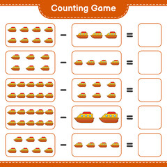 Count and match, count the number of Boat and match with the right numbers. Educational children game, printable worksheet, vector illustration