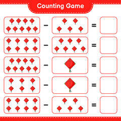 Count and match, count the number of Kite and match with the right numbers. Educational children game, printable worksheet, vector illustration