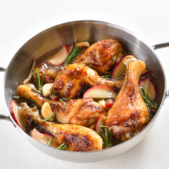Chicken drumsticks baked with apples