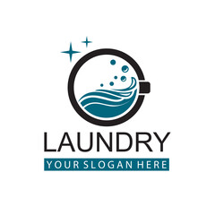 laundry icon with washing machine with bubbles for clothes wash design isolated on white background