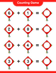 Count and match, count the number of Kite and match with the right numbers. Educational children game, printable worksheet, vector illustration