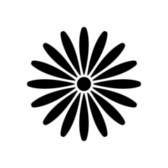 Flower icon. Black round silhouette. Top front view. Vector simple flat graphic illustration. The isolated object on a white background. Isolate.