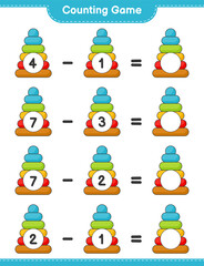 Count and match, count the number of Pyramid Toy and match with the right numbers. Educational children game, printable worksheet, vector illustration