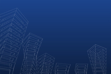 Abstract architectural background. Linear 3D illustration.