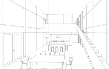 sketch of building vector 3d illustration