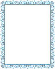 Decorative frame Elegant vector element for design in Eastern style, place for text. Floral blue and white border. Lace illustration for invitations and greeting cards
