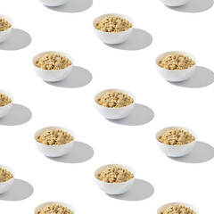 oatmeal on white plate seamless pattern on white background