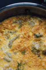 Fennel bulb frittata with eggs and parmesan cheese 
