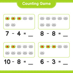 Count and match, count the number of Pacifier and match with the right numbers. Educational children game, printable worksheet, vector illustration