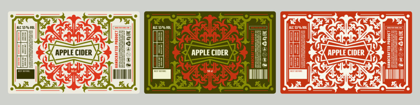 Set of template decorative label for apple cider