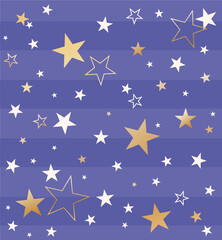 Vector seamless pattern with gold stars. Very peri color background. Simple creative print for clothes, web, greeting cards, gift wrap and design. Color of the year