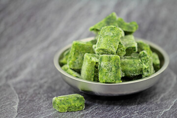 Close up from frozen Vegetable spinach