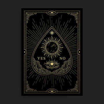 Ouija board with eye providence line art