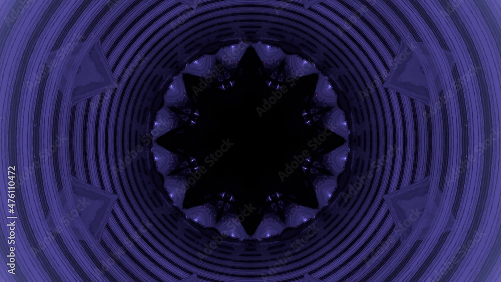 Aufkleber 3d rendering of a purple kaleidoscopic pattern with a black circular shape in the center