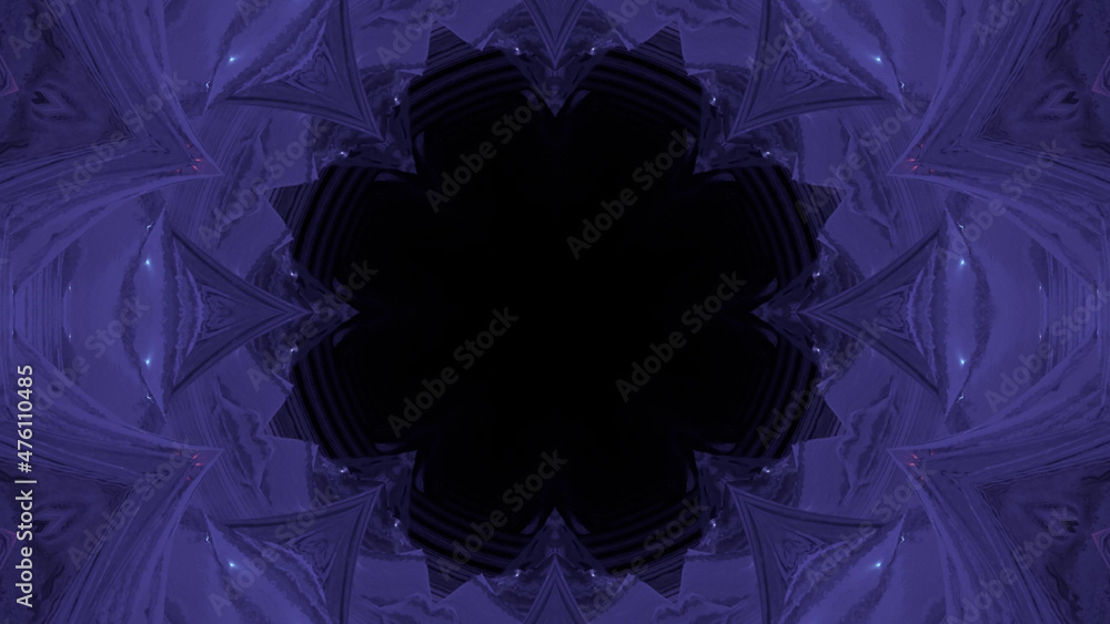 Aufkleber 3d rendering of a purple kaleidoscopic pattern with a black circular shape in the center
