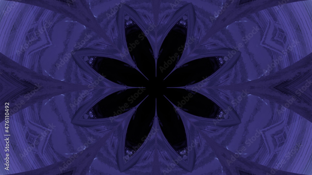 Aufkleber 3d rendering of a purple kaleidoscopic pattern with a black flowerlike shape in the center