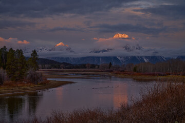 Sun-kissed Peaks - Oxbow Bend, Grand Teton National PArk