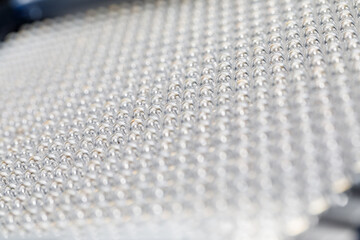 Fragment of a LED panel with a shallow depth of field. Photo-video light. Close-up.