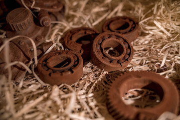 Tools figures made of chocolate is very popular thing to buy at Lviv, Ukraine.