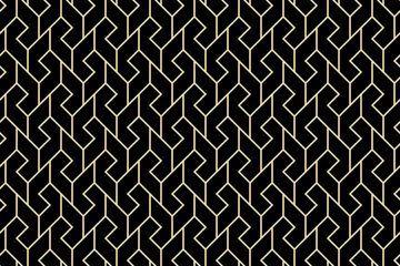 Gardinen Abstraktes geometrisches Muster. Ein nahtloser Vektorhintergrund. Gold und schwarze Verzierung. Grafisches modernes Muster. Einfaches Gittergrafikdesign © ELENA
