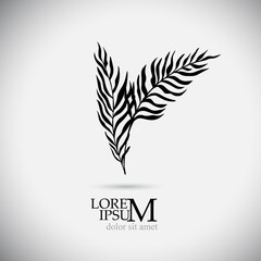 Logo palm branch. Vector illustration