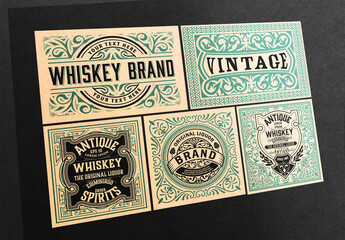 Set of 5 Vintage Labels for Packing