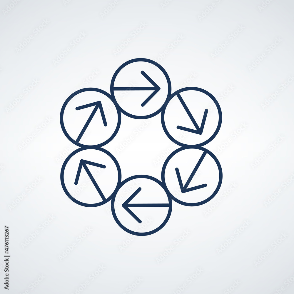 Poster process circle arrows infographic template with 6 options. can be used for workflow layout, graph, p
