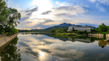 Fototapeta na wymiar China Beijing Yanqi lake beautiful view KEMPINSKI HOTELS