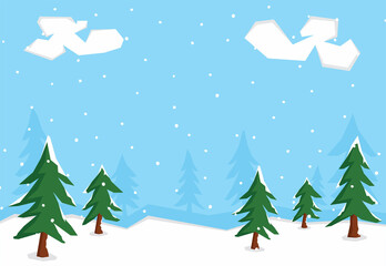 Naklejka premium A landscape illustration of snow scene at the hill