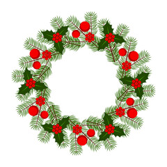 christmas wreath isolated on white background