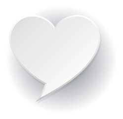 Paper heart speak template. Empty text bubble