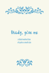 Vector template with classic blue floral ornaments or calligraphic vignette