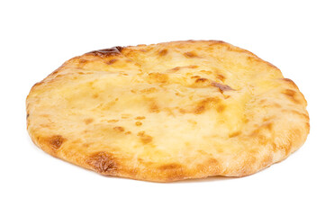 Khachapuri cheese pie isolated on white background. georgian national food cut out