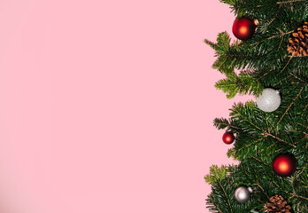 christmas background with christmas tree and balls