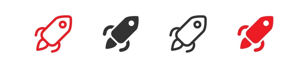 Rocket icon. Future space ship line symbol. Launch and start sign. Spaceship logo in vector flat