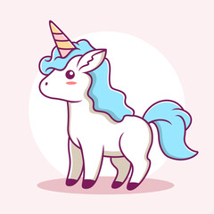 Fototapeta na wymiar Cute Unicorn Cartoon Icon Illustration. Animal Flat Cartoon Style