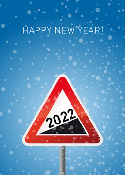 Grußkarte  Happy New Year, 2022 mit Schild