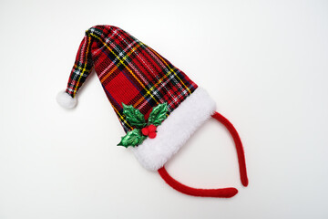 A dwarf cap as a new year and christmas deciration on white background, accessory for celebrating holiday