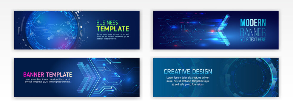 Cyber security for business and internet projects. Abstract web design banner. Modern graphic template for websites. High tech futuristic technology background.