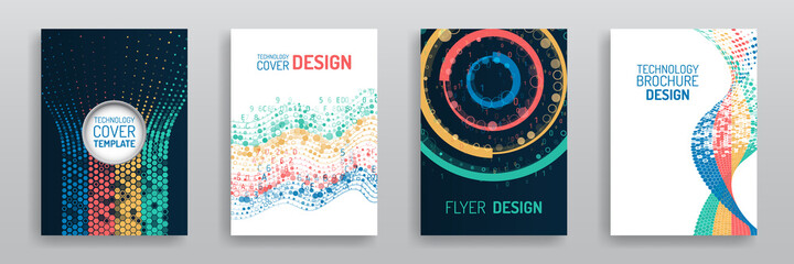 Digital technology and modern scientific concepts. Vector template for brochure or cover. Big data visualization array. Business layout, futuristic brochures, flyers, placards, presentation.
