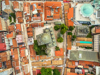 Aerial view of the Emperor's Mosque in Sarajevo, Bosnia and Herzegovina