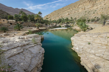 Wadi Bani Khalid Pools and Cave, Oman - obrazy, fototapety, plakaty