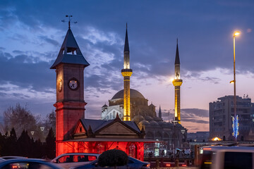 Fototapeta na wymiar Evening view of the republic square in Kayseri
