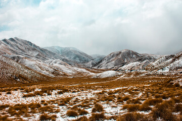 Fototapeta na wymiar landscape with snow and clouds