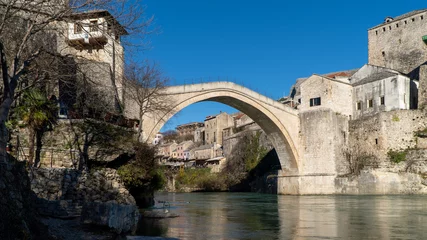 Papier Peint photo autocollant Stari Most Vue sur le Stari Most à Mostar, Bosnie-Herzégovine