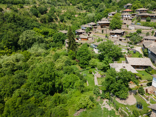 Fototapeta premium Aerial view of Village of Kovachevitsa, Bulgaria